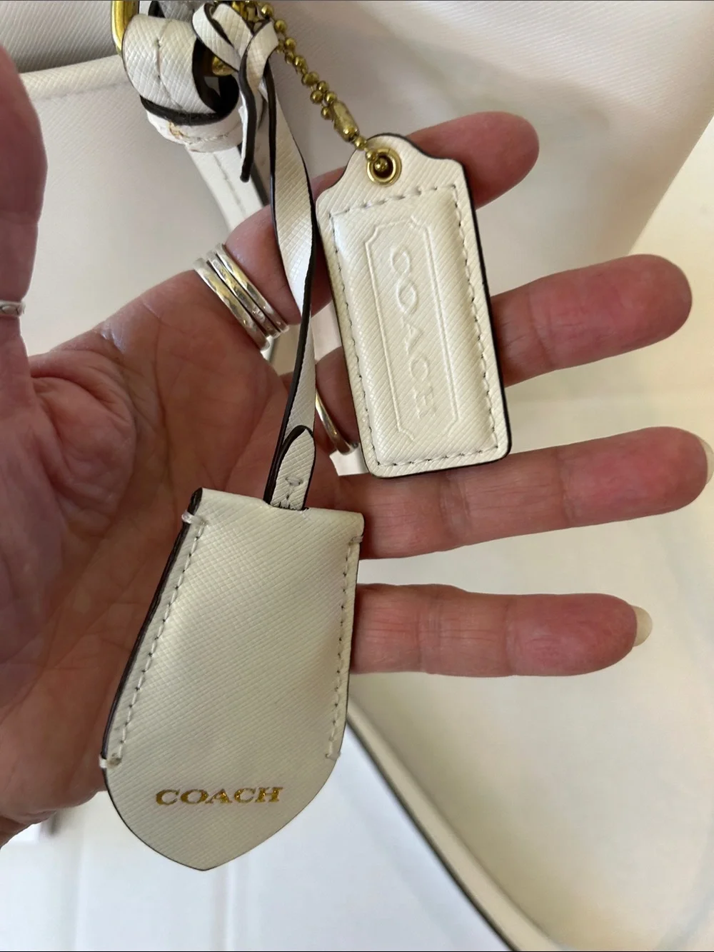 COACH PEYTON LEATHER JORDAN DOUBLE ZIP TOP TOTE CARRYALL IVORY COLOR